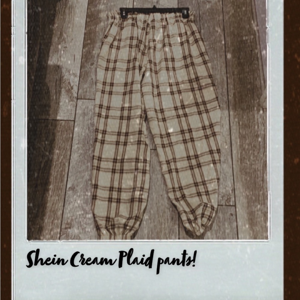 🍦🐻SHEIN CREAM AND BROWN PLAID PANTS!! 🐻🍦